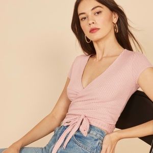 Reformation Jeans Flora Ribbed Knit Wrap Top